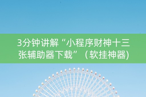 3分钟讲解“小程序财神十三张辅助器下载”（软挂神器)