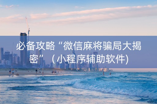 必备攻略“微信麻将骗局大揭密”（小程序辅助软件)