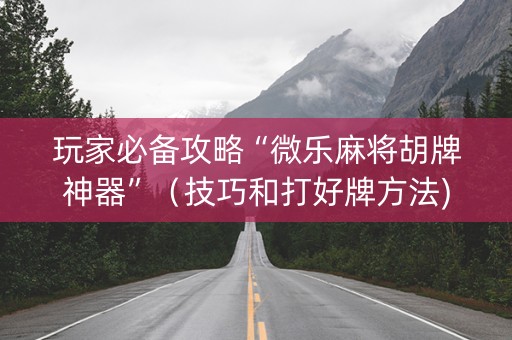 玩家必备攻略“微乐麻将胡牌神器”（技巧和打好牌方法)