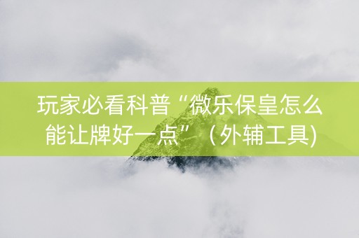 玩家必看科普“微乐保皇怎么能让牌好一点”（外辅工具)