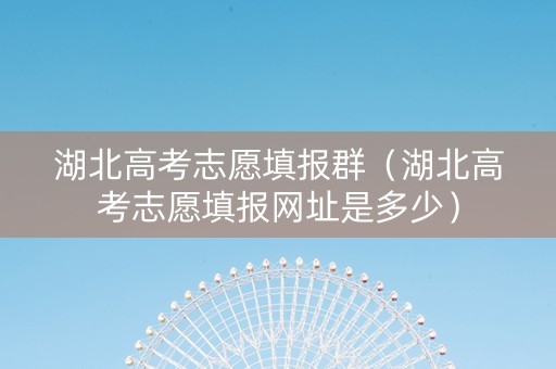 湖北高考志愿填报群（湖北高考志愿填报网址是多少）