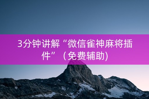 3分钟讲解“微信雀神麻将插件”（免费辅助)