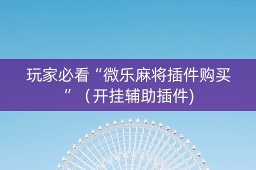 玩家必看“微乐麻将插件购买”（开挂辅助插件)