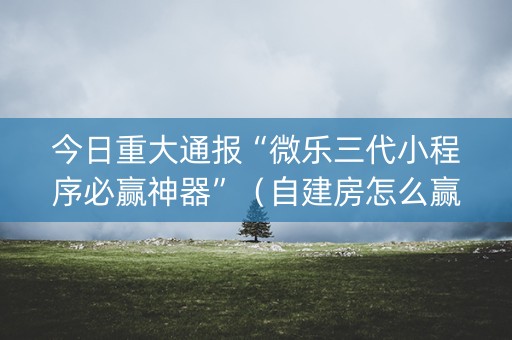 今日重大通报“微乐三代小程序必赢神器”（自建房怎么赢)