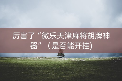 厉害了“微乐天津麻将胡牌神器”（是否能开挂)