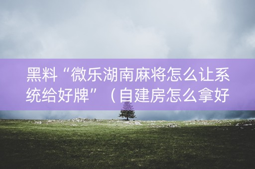 黑料“微乐湖南麻将怎么让系统给好牌”（自建房怎么拿好牌)