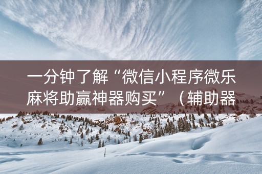一分钟了解“微信小程序微乐麻将助赢神器购买”（辅助器插件)