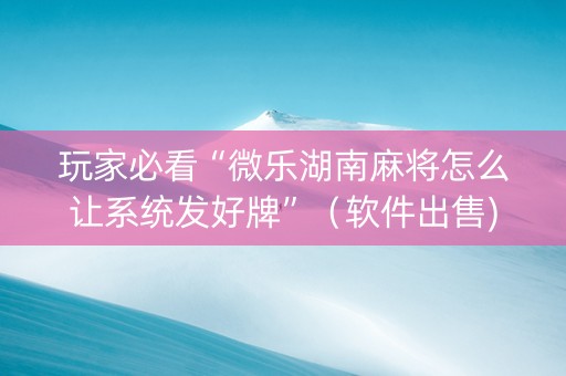 玩家必看“微乐湖南麻将怎么让系统发好牌”（软件出售)