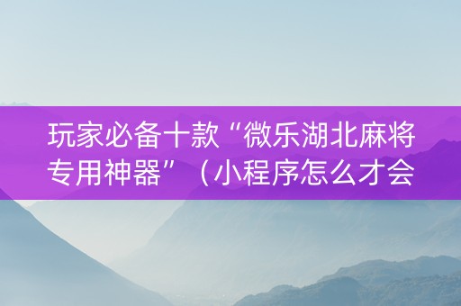 玩家必备十款“微乐湖北麻将专用神器”（小程序怎么才会赢)