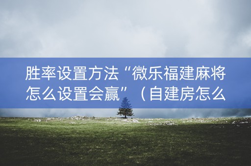 胜率设置方法“微乐福建麻将怎么设置会赢”（自建房怎么赢)
