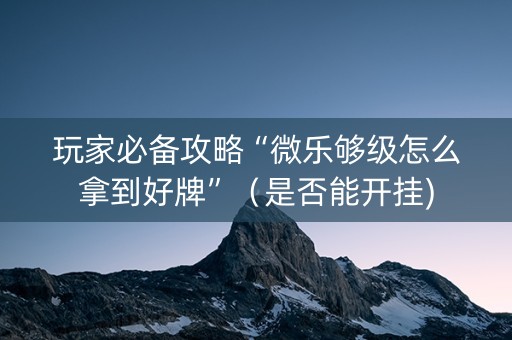 玩家必备攻略“微乐够级怎么拿到好牌”（是否能开挂)