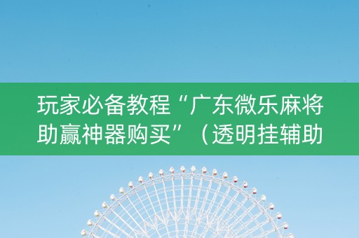 玩家必备教程“广东微乐麻将助赢神器购买”（透明挂辅助器)