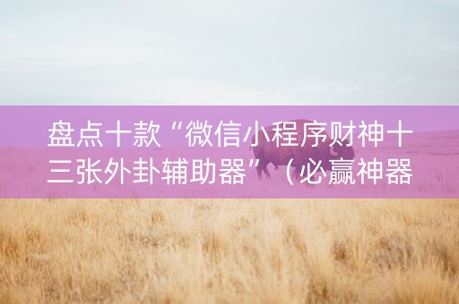 盘点十款“微信小程序财神十三张外卦辅助器”（必赢神器免费安装)