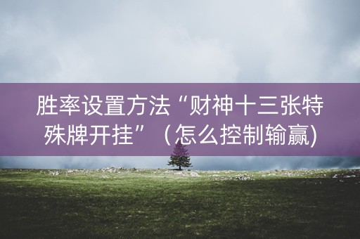 胜率设置方法“财神十三张特殊牌开挂”（怎么控制输赢)