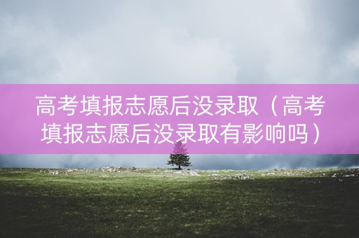 高考填报志愿后没录取（高考填报志愿后没录取有影响吗）