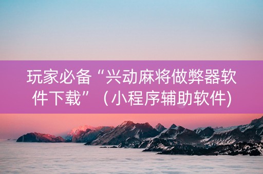 玩家必备“兴动麻将做弊器软件下载”（小程序辅助软件)