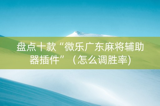 盘点十款“微乐广东麻将辅助器插件”（怎么调胜率)