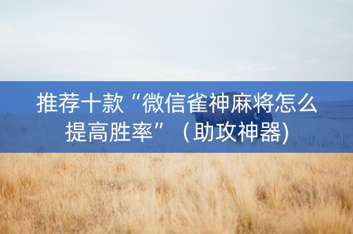 推荐十款“微信雀神麻将怎么提高胜率”（助攻神器)