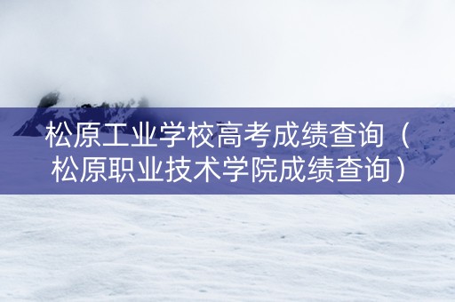 松原工业学校高考成绩查询（松原职业技术学院成绩查询）