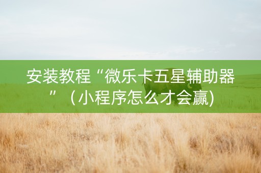 安装教程“微乐卡五星辅助器”（小程序怎么才会赢)