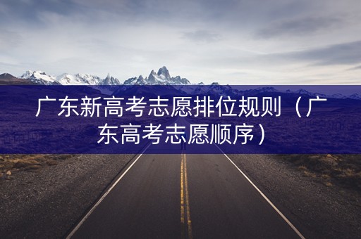广东新高考志愿排位规则（广东高考志愿顺序）
