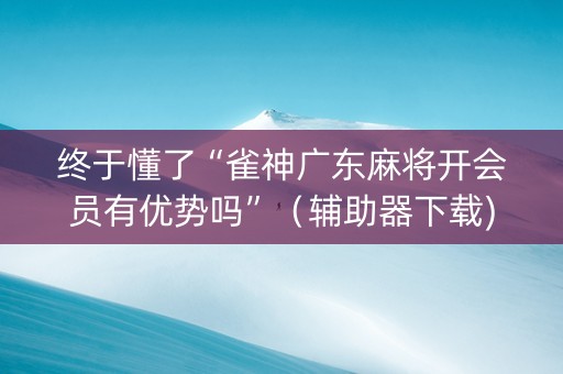 终于懂了“雀神广东麻将开会员有优势吗”（辅助器下载)