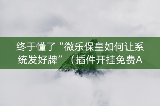 终于懂了“微乐保皇如何让系统发好牌”（插件开挂免费AI)