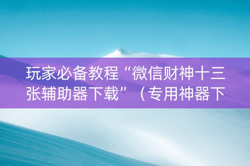 玩家必备教程“微信财神十三张辅助器下载”（专用神器下载)