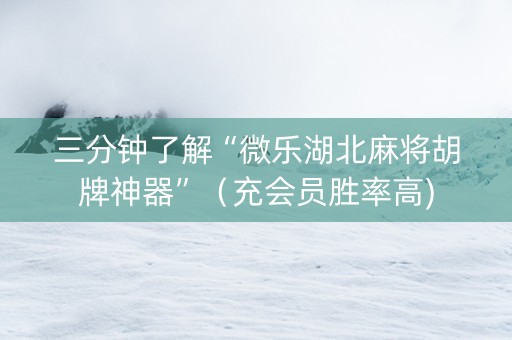 三分钟了解“微乐湖北麻将胡牌神器”（充会员胜率高)