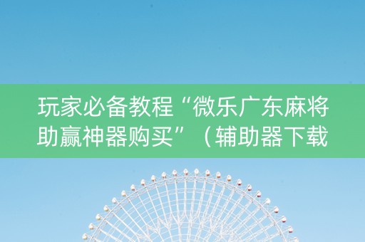 玩家必备教程“微乐广东麻将助赢神器购买”（辅助器下载)