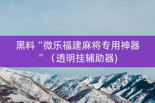 黑料“微乐福建麻将专用神器”（透明挂辅助器)