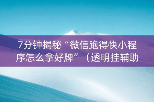 7分钟揭秘“微信跑得快小程序怎么拿好牌”（透明挂辅助器)