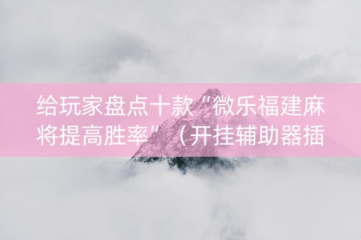 给玩家盘点十款“微乐福建麻将提高胜率”（开挂辅助器插件)