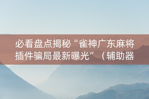 必看盘点揭秘“雀神广东麻将插件骗局最新曝光”（辅助器插件)
