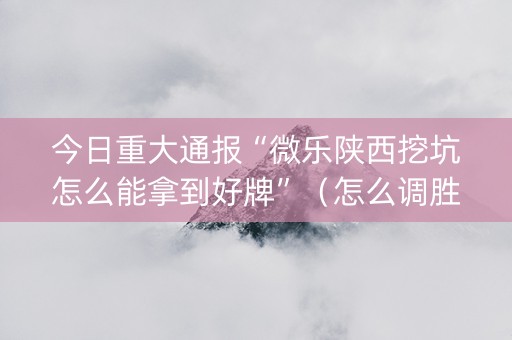 今日重大通报“微乐陕西挖坑怎么能拿到好牌”（怎么调胜率)
