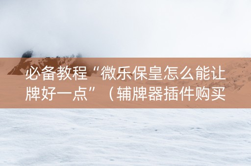 必备教程“微乐保皇怎么能让牌好一点”（辅牌器插件购买)