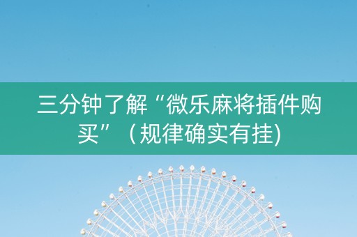 三分钟了解“微乐麻将插件购买”（规律确实有挂)