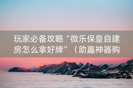 玩家必备攻略“微乐保皇自建房怎么拿好牌”（助赢神器购买)