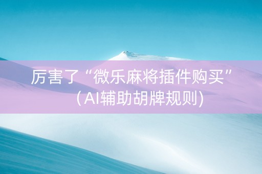 厉害了“微乐麻将插件购买”（AI辅助胡牌规则)