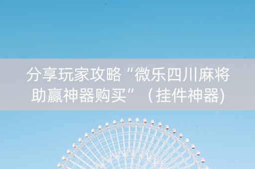 分享玩家攻略“微乐四川麻将助赢神器购买”（挂件神器)