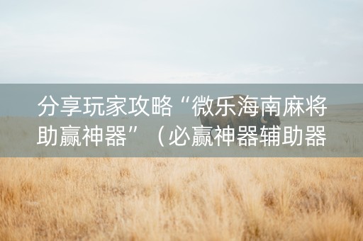 分享玩家攻略“微乐海南麻将助赢神器”（必赢神器辅助器)