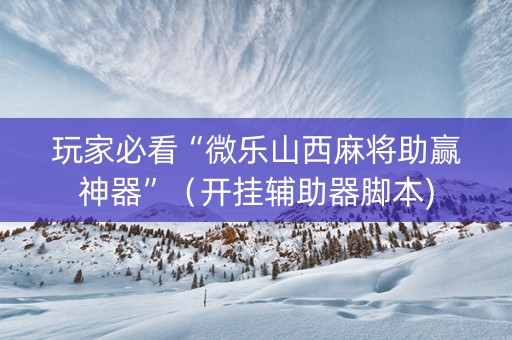 玩家必看“微乐山西麻将助赢神器”（开挂辅助器脚本)