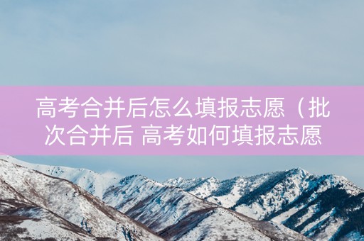 高考合并后怎么填报志愿（批次合并后 高考如何填报志愿?）