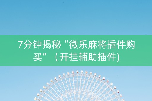 7分钟揭秘“微乐麻将插件购买”（开挂辅助插件)