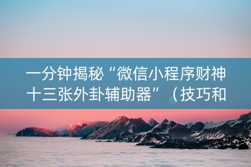 一分钟揭秘“微信小程序财神十三张外卦辅助器”（技巧和打好牌方法)
