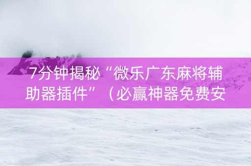 7分钟揭秘“微乐广东麻将辅助器插件”（必赢神器免费安装)