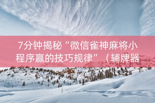 7分钟揭秘“微信雀神麻将小程序赢的技巧规律”（辅牌器插件购买)