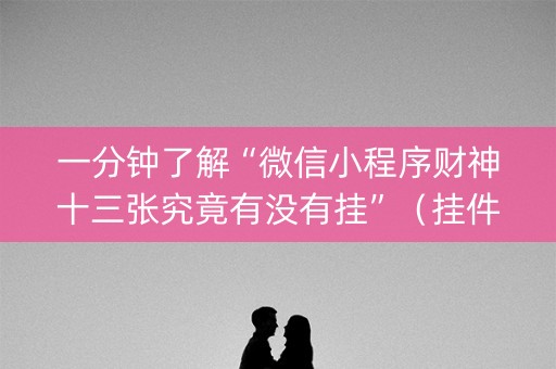 一分钟了解“微信小程序财神十三张究竟有没有挂”（挂件神器)