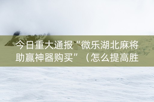 今日重大通报“微乐湖北麻将助赢神器购买”（怎么提高胜率)