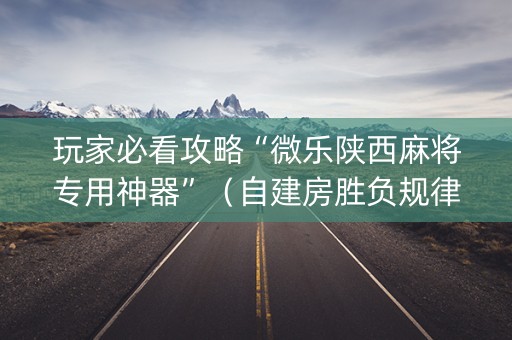 玩家必看攻略“微乐陕西麻将专用神器”（自建房胜负规律)